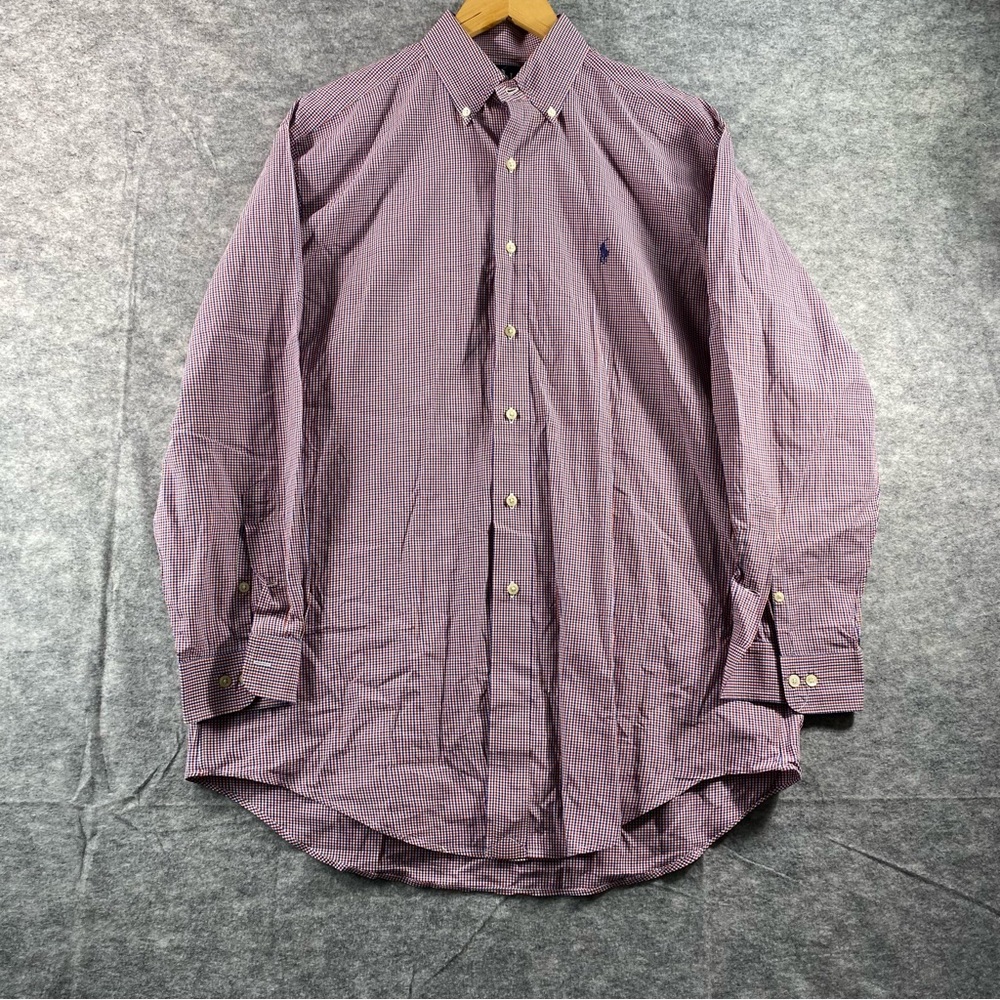 Ralph Lauren Mens Multicolor Pin Check Yarmouth LS Button Down Shirt Size 15 1/2